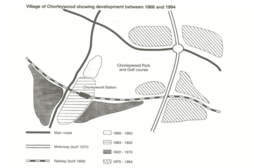 The Map Shows The Growth Of A Village Called Chorleywood Between 1868 And 1994 